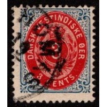 1896-06 Dansk Vestindien - AFA 6 By - Tofarvet omvendt ramme - Stemplet.